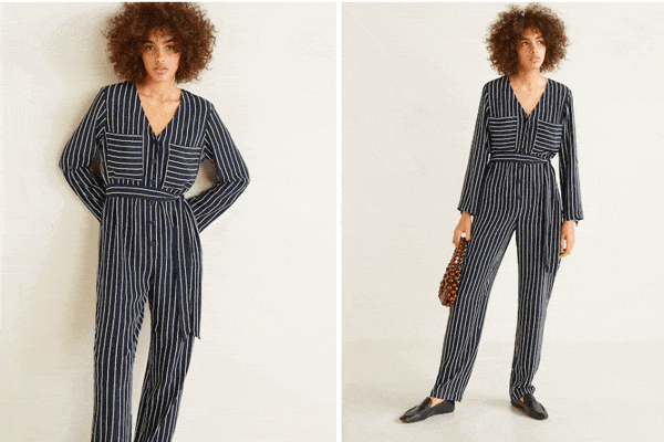 Combinaison femme rayure en Bleu marine foncé