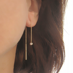 Boucles d'oreilles traversantes chaînes plaqué or