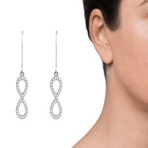 boucle d'oreille chaine traversante argent- Cristal