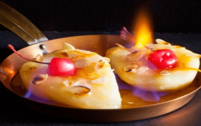 poire Flambée . recette saint valentin
