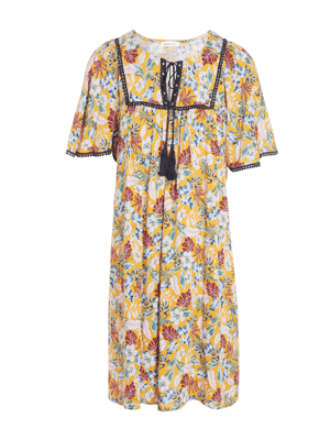 Robe bohème décolleté lacé jaune