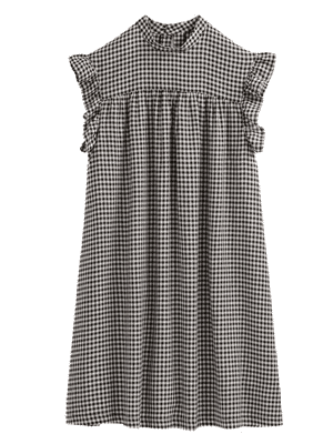 Robe manches courtes, évasée, imprimé vichy